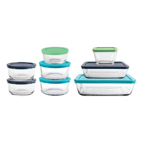 16pc Glass Storage Conainers w/ Snugfit Lids Multicolor