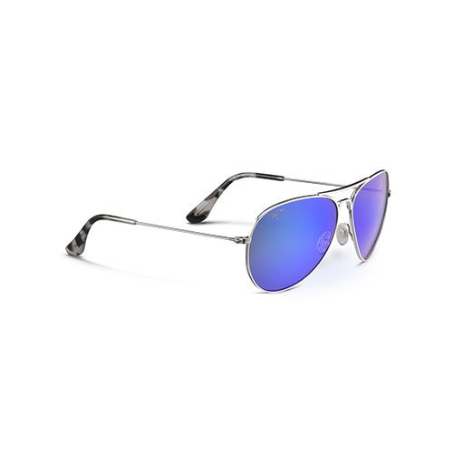 Mavericks Polarized Sunglasses Silver Frame Blue Hawaii Lens