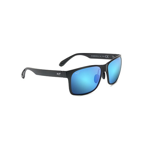Red Sands Polarized Sunglasses Matte Black Frame Blue Hawaii Lens