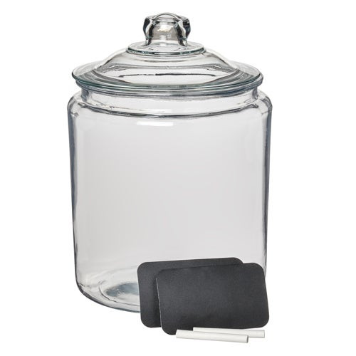 2 Gallon Heritage Hill Glass Jar w/ Lid/Chalk/Labels