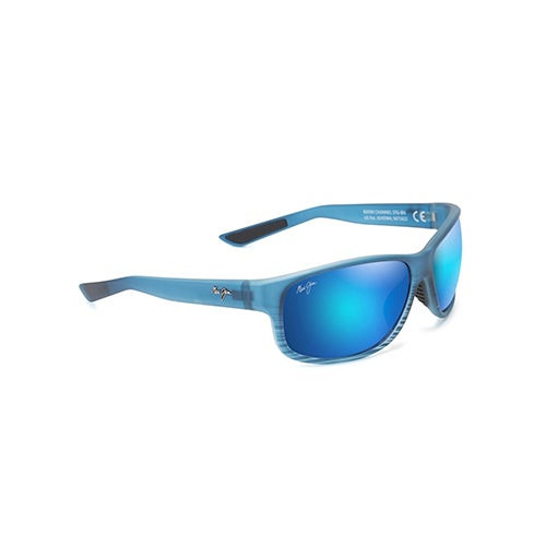 Kaiwi Channel Polarized Sunglasses Blue Black Stripe Frame Blue Hawaii Lens