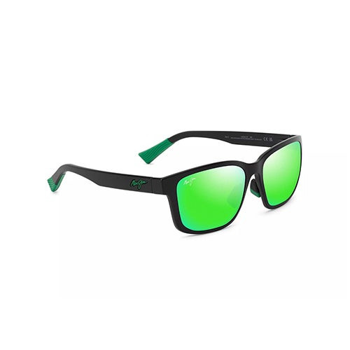 Lehiwa Asian Fit Polarized Sunglasses Matte Black Frame MAUIGreen Lens
