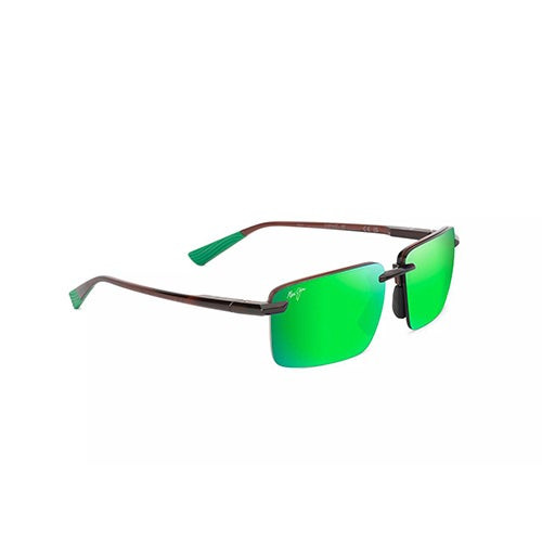 Laulima Asian Fit Polarized Sunglasses Shiny Brown Frame MAUIGreen Lens