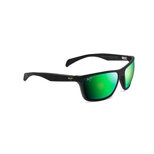 Makoa Polarized Sunglasses Matte Black Frame MAUIGreen Lens