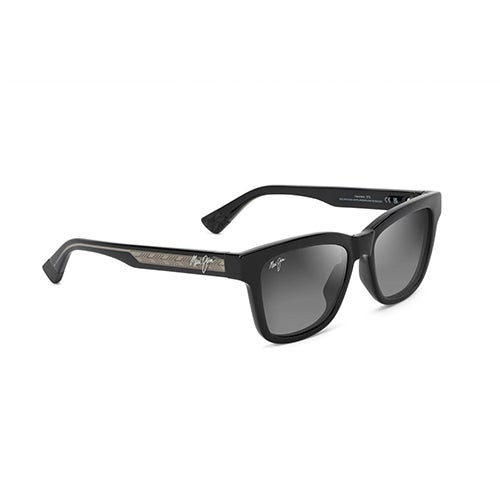 Hanohano Polarized Sunglasses Shiny Black Frame Neutral Gray Lens