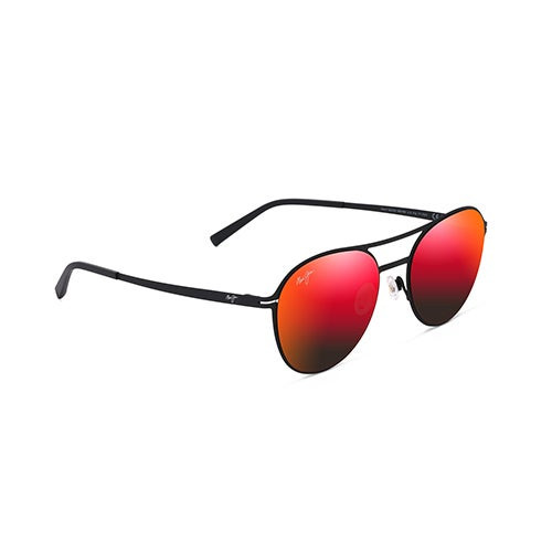 Half Moon Polarized Sunglasses Matte Black Frame Hawaii Lava Lens