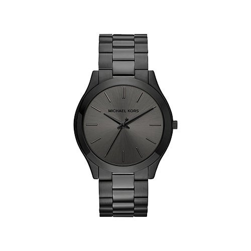 Mens Slim Runway Black Ion-Plated Stainless Steel Watch Black Dial