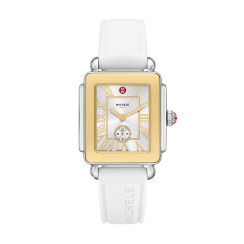 Ladies Sport Mid Two-Tone White Silicone Strap Watch White Dial