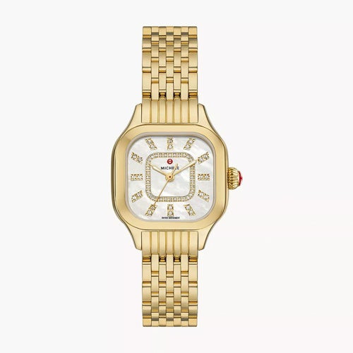 Ladies Meggie 18K Gold-Plated Stainless Steel Diamond Dial Watch MOP Dial