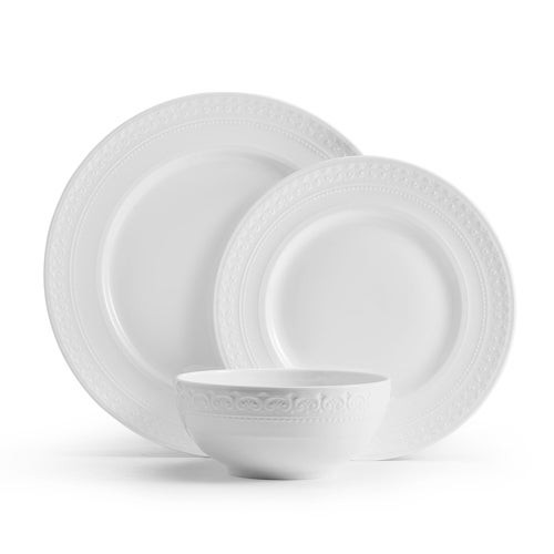 Embossed Crown 18pc Bone China Dinnerware Set