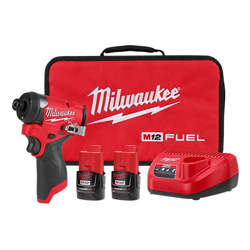 M12 FUEL 1/4" Hex Impact Driver Kit w/ 2 Batteries