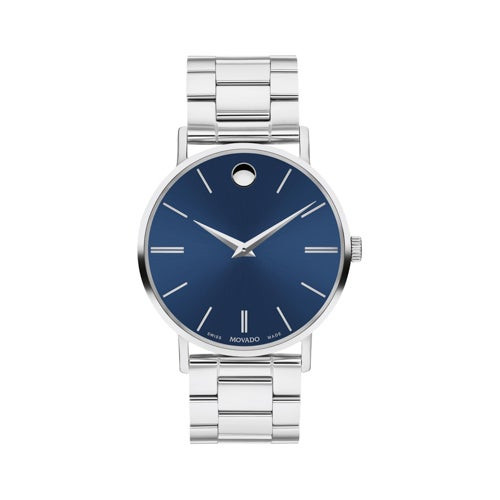 Mens Corporate Exclusive Silver-Tone Stainless Steel Watch Blue Dial