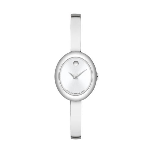 Ladies Museum Bangle Silver-Tone Stainless Steel Watch Silver Dial