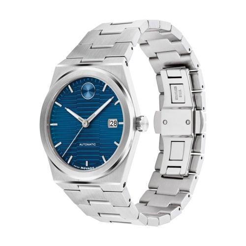 Unisex BOLD Quest Automatic Silver-Tone Stainless Steel Watch Blue Dial