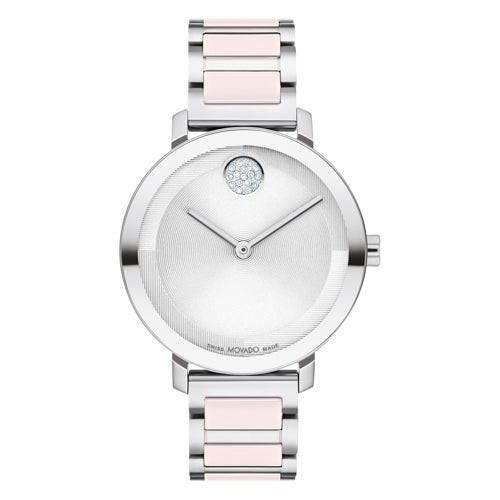 Ladies Bold Evolution Blush Ceramic & Silver-Tone SS Watch Silver Dial