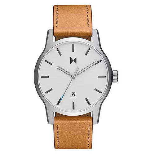 Mens Classic II Camel Tan Leather Strap Watch White Dial