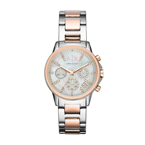 Ladies Lady Banks Silver & Rose Gold Multi-Dial Crystal Watch Mother-of-Pearl Dial