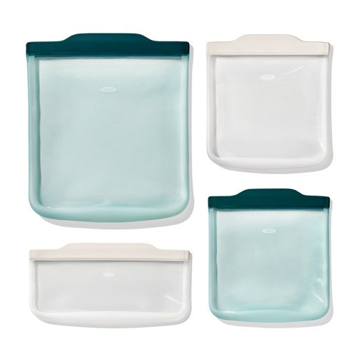 Good Grips 4pc Starter Set Silicone Reusable Bags Oat & Lagoon