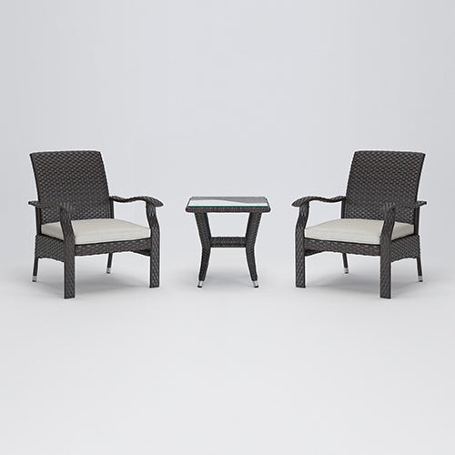 Miles 3pc Wicker Conversation Set Mocha