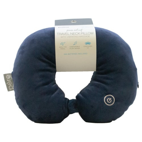 Travel U-Shaped Pillow w/ Vibrating Massage Navy Blue