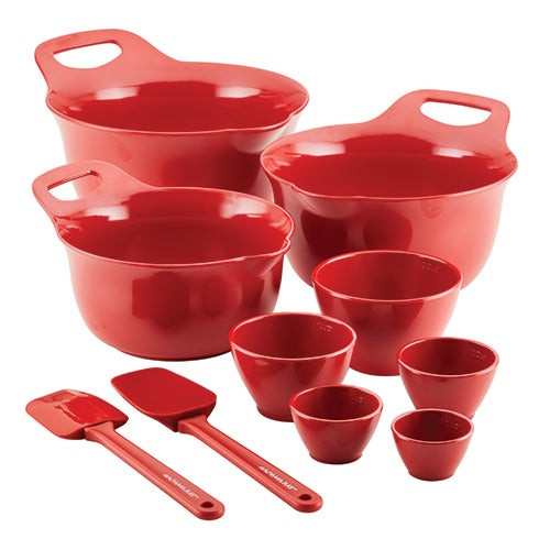 Melamine 10pc Mix & Measure Mixing Bowl Set  Red