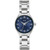 Ladies' TFX Silver-Tone Stainless Steel Watch w/ Crystal Markers  Navy Dial