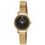 Ladies Quartz Gold-Tone Stainless Steel Mesh Watch Black Dial