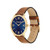 Mens' Elliot Gold & Brown Leather Strap Watch  Navy Dial