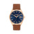 Mens Oliver Rose Gold & Saddle Brown Leather Strap Watch Blue Dial