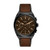Mens Everett Chronograph Brown Leather Strap Watch Brown Dial