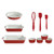 10pc Ceramic Stoneware Baking Set Holiday Red