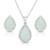 Pear Shaped Opal & White Sapphire Earrings & Necklace Set