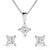 Princess Cut .50twt Diamond Earrings & 14K White Gold Necklace Set