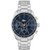 Men's Boston Chronograph Silver-Tone Stainless Steel Watch  Navy Dial