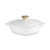 1.25qt Traditional Cast Iron Shallow Heart Cocotte w/ Light Gold Knob White