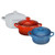 3pc Red White & Blue 8oz Stoneware Mini Round Cocotte Set