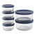 12pc Glass Storage Container Set w/ SnugFit Lids Navy Blue