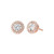 Sterling Rose Gold Pave Round Stud Earrings