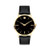 Mens Corporate Exclusive Gold and Black Leather Strap Watch Black Dial
