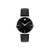 Ladies Corporate Exclusive Silver & Black Leather Strap Watch Black Dial