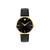 Ladies Corporate Exclusive Gold & Black Leather Strap Watch Black Dial