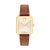 Ladies BOLD Evolution 2.0 Cognac Leather Strap Square Watch Champagne Dial