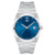 Unisex BOLD Quest Silver-Tone Stainless Steel Watch Blue Dial