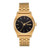 Unisex Medium Time Teller Gold-Tone Stainless Steel Watch Black Dial