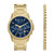 Mens Bank Chronograph Gold-Tone Stainless Steel Watch & Bracelet Set