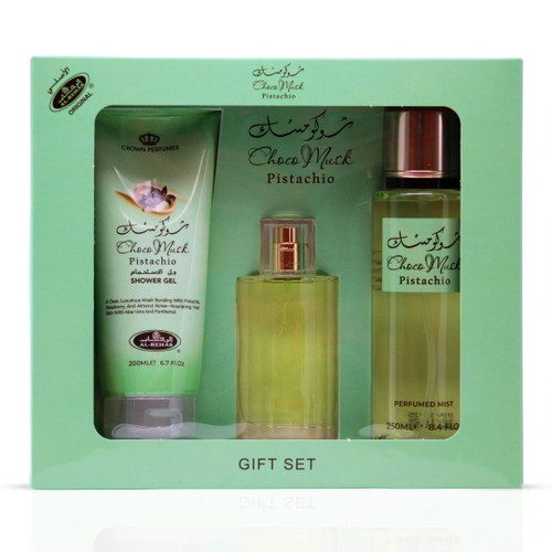 AL REHAB CHOCO MUSK PISTACHIO GIFT SET 3PC (EDP 1.65/SG 6.7/BM 8.4) U
