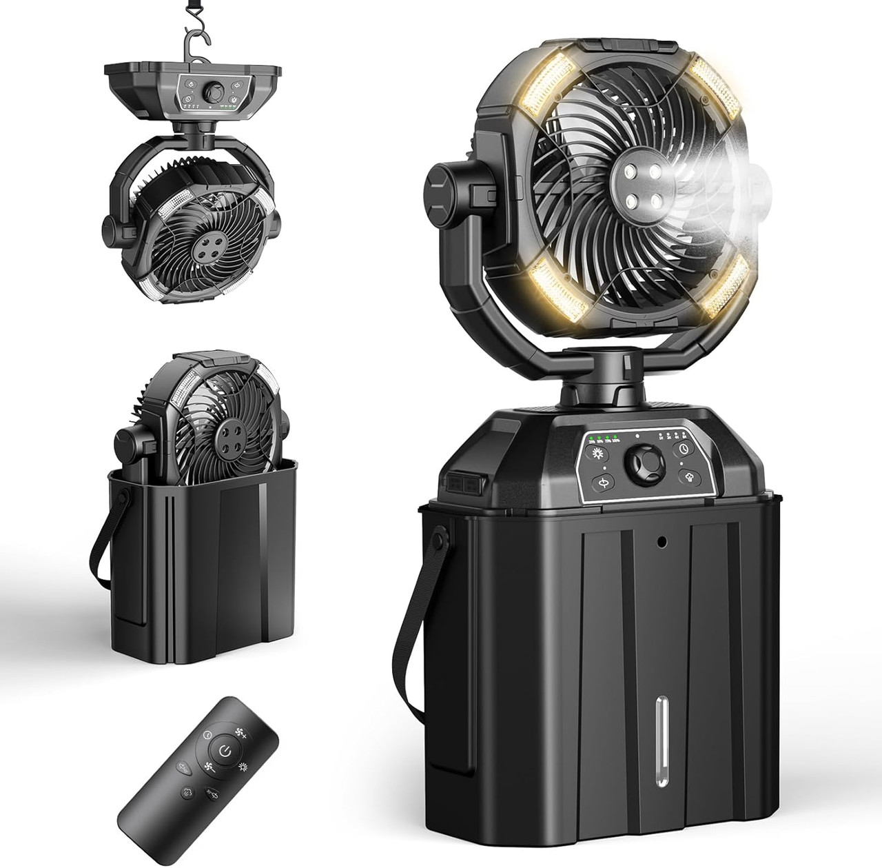 3-in-1 Rechargeable Misting Fan with LED Light & Remote Control HW-003