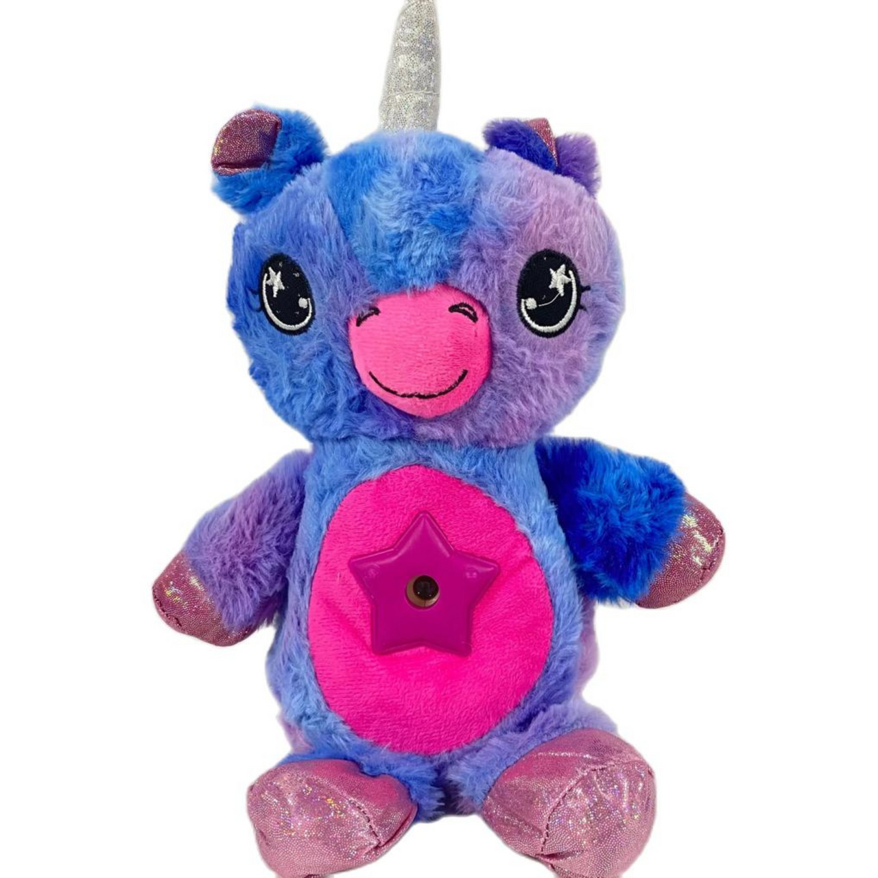 Star Belly Stuffed Animal Night Light Projector Blue Purple