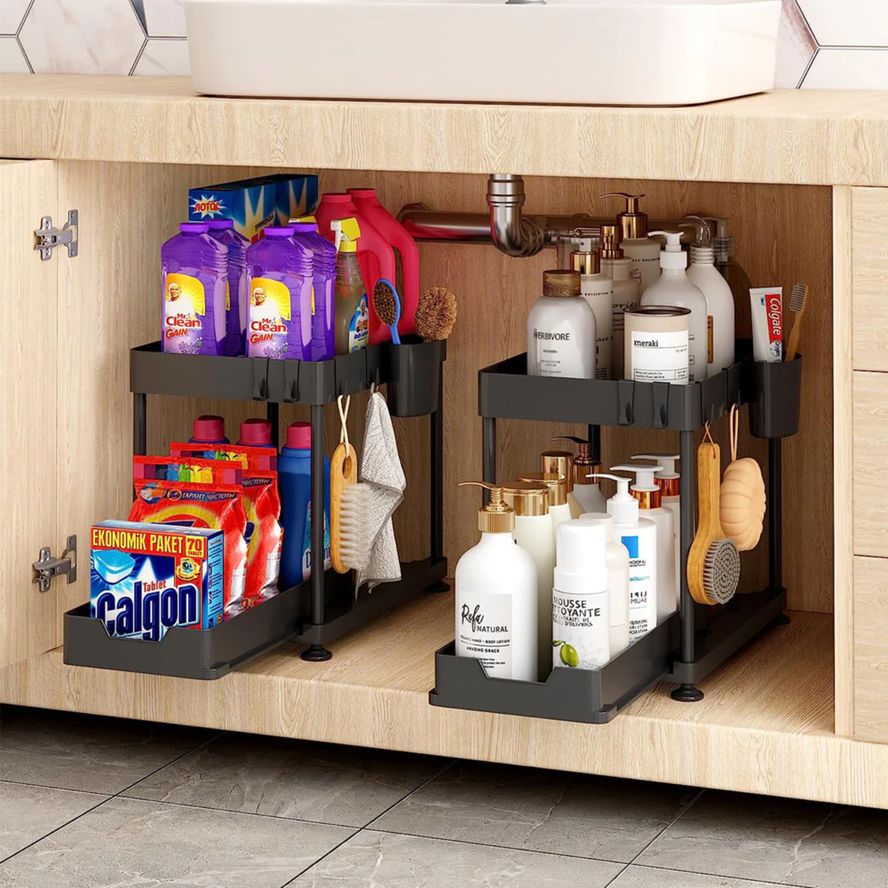 Under Racking Storage Under Sink Storage Rack with Extendable Drawer