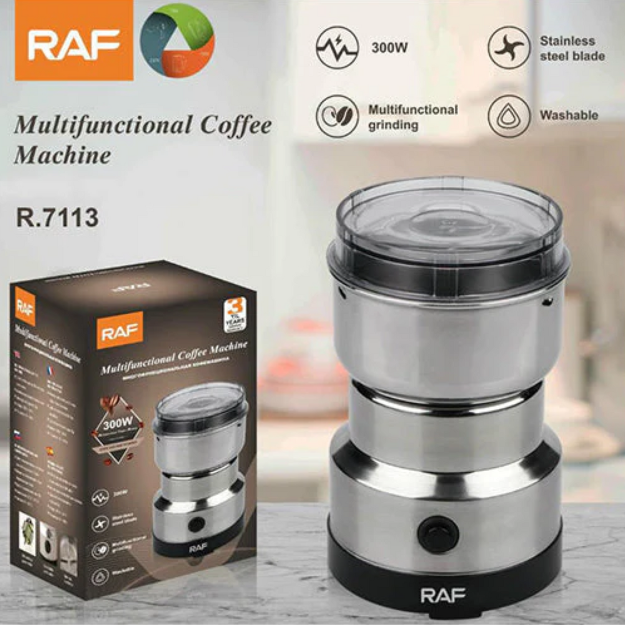 RAF Electric Coffee Grinder 300W R.7113